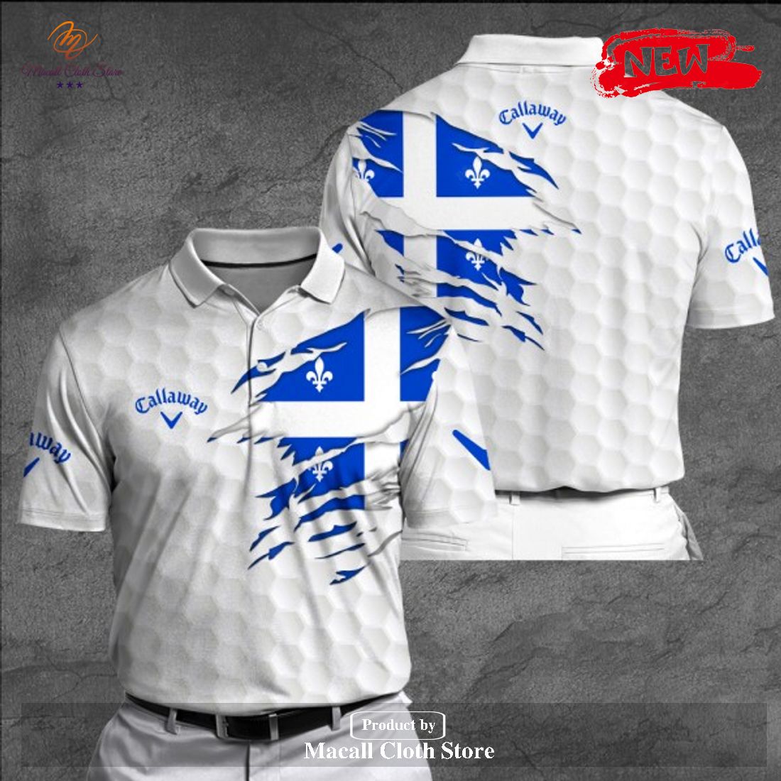 Quebec Flag x Callaway Premium White Style Classic 3D Apparels Polo Shirt Quebec Flag x Callaway Premium White Style Classic 3D Apparels Polo Shirt