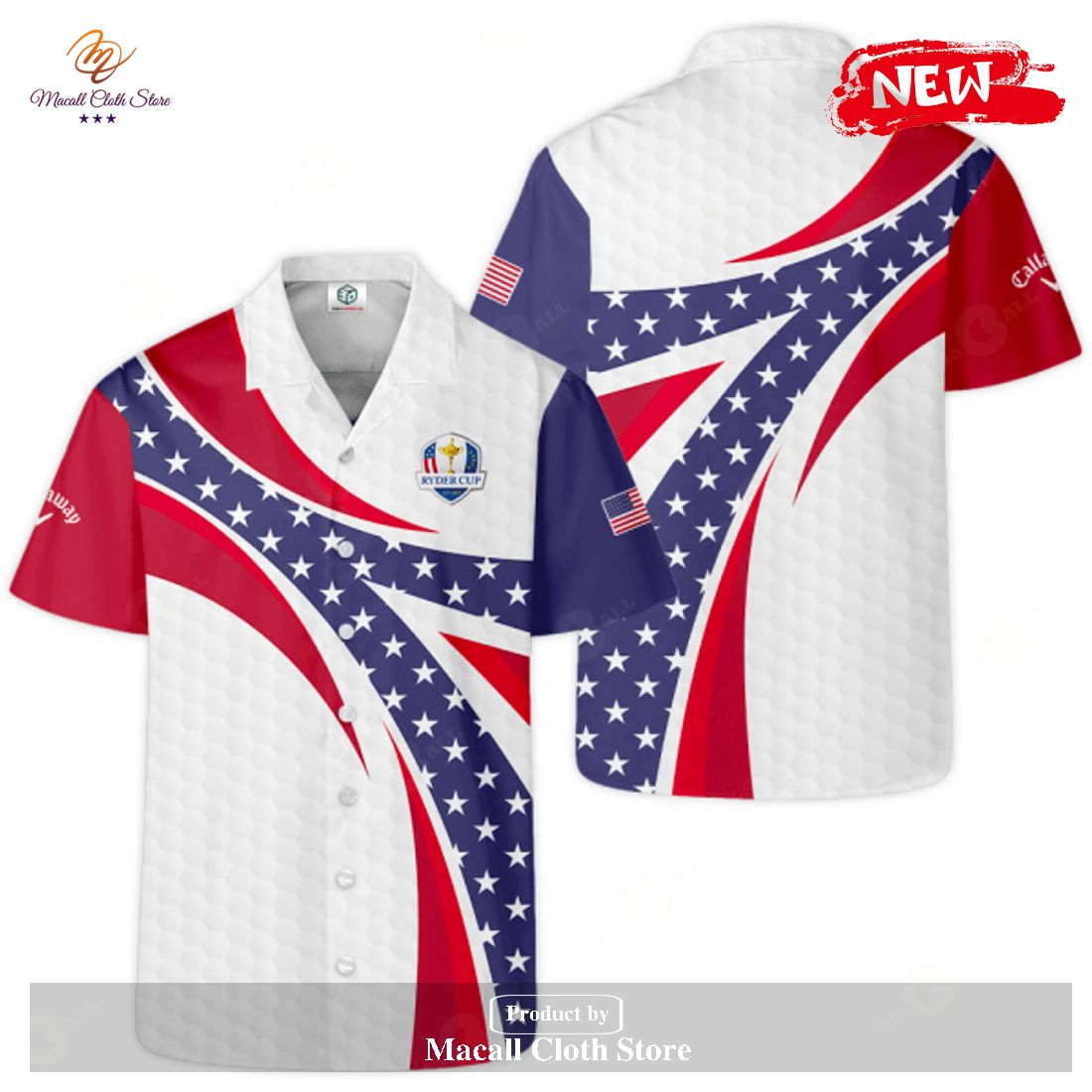 Ryder Cup x Callaway Mix Red White Premium Stars Style Hawaiian Shirt and Short
