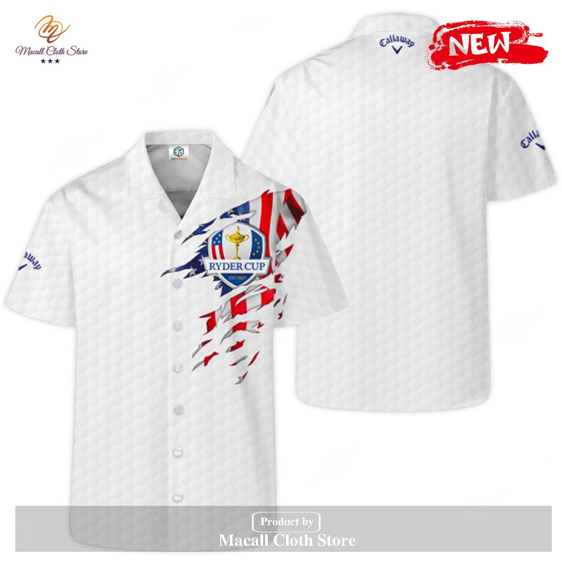 Ryder Cup x Callaway Premium White American Flag Style Hawaiian Shirt and Short Ryder Cup x Callaway Premium White American Flag Style Hawaiian Shirt and Short