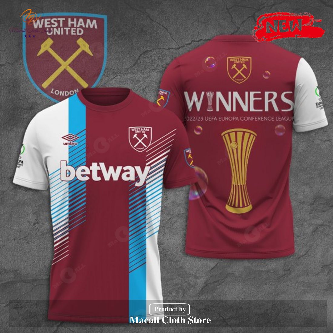 West Ham United Prague Final 2023 Winners Red Hoodie Sweatshirt 3D West Ham United Prague Final 2023 Winners Red Hoodie Sweatshirt 3D