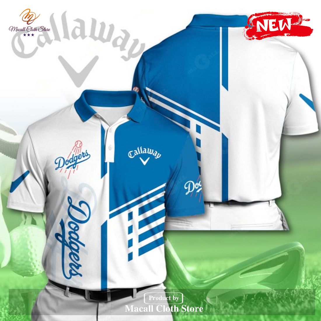 Los Angeles Dodgers x Callaway Mix White Blue Premium 3D Apparels Polo Shirt