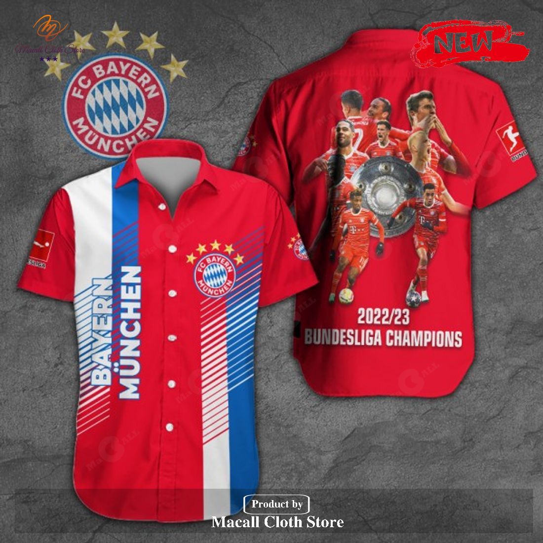 Bayern Munchen 2023 Bundesliga Champions Red Style Hawaiian Shirt and Short