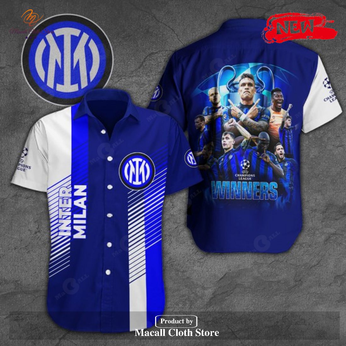 Inter Milan Premium Champions League Winners Blue Style Hawaiian Shirt and Short Inter Milan Premium Champions League Winners Blue Style Hawaiian Shirt and Short