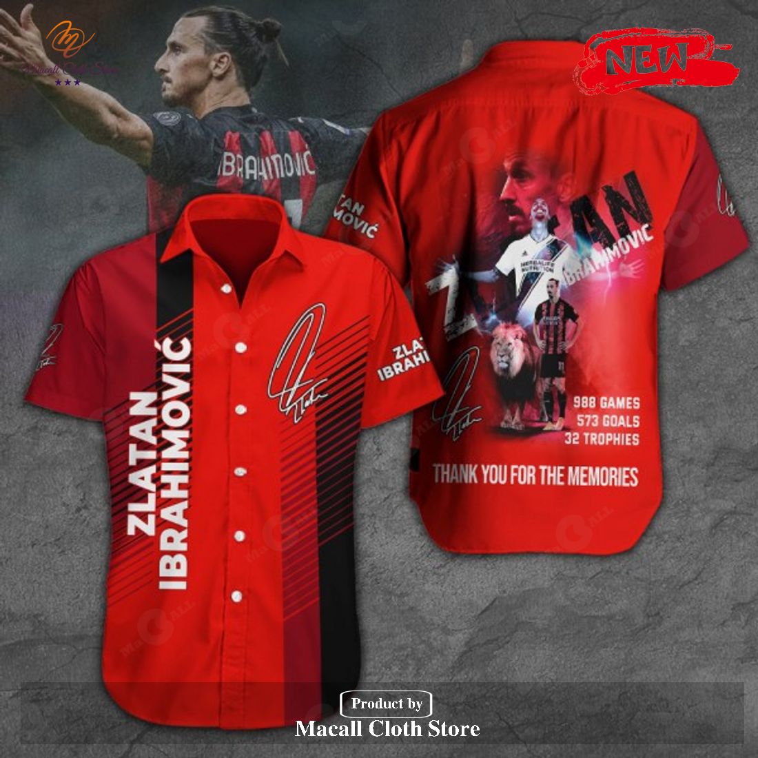 Zlatan Ibrahimovic Thank You For The Memories Signatures Red Style Hawaiian Shirt and Short Zlatan Ibrahimovic Thank You For The Memories Signatures Red Style Hawaiian Shirt and Short