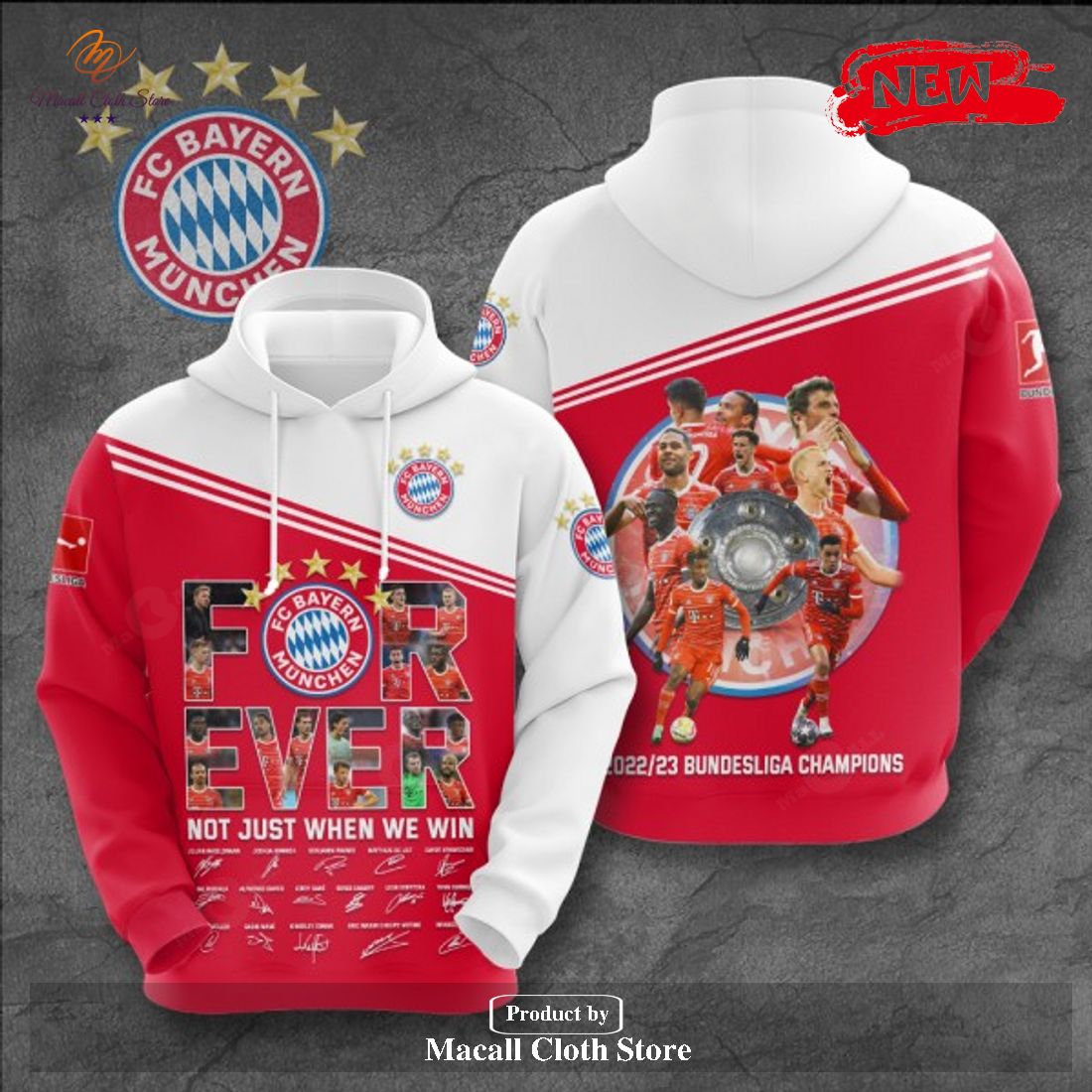 Bayern Munchen For Ever Not Just When We Win 2023 Champions Mix Black Red Hoodie Sweatshirt 3D Bayern Munchen For Ever Not Just When We Win 2023 Champions Mix Black Red Hoodie Sweatshirt 3D
