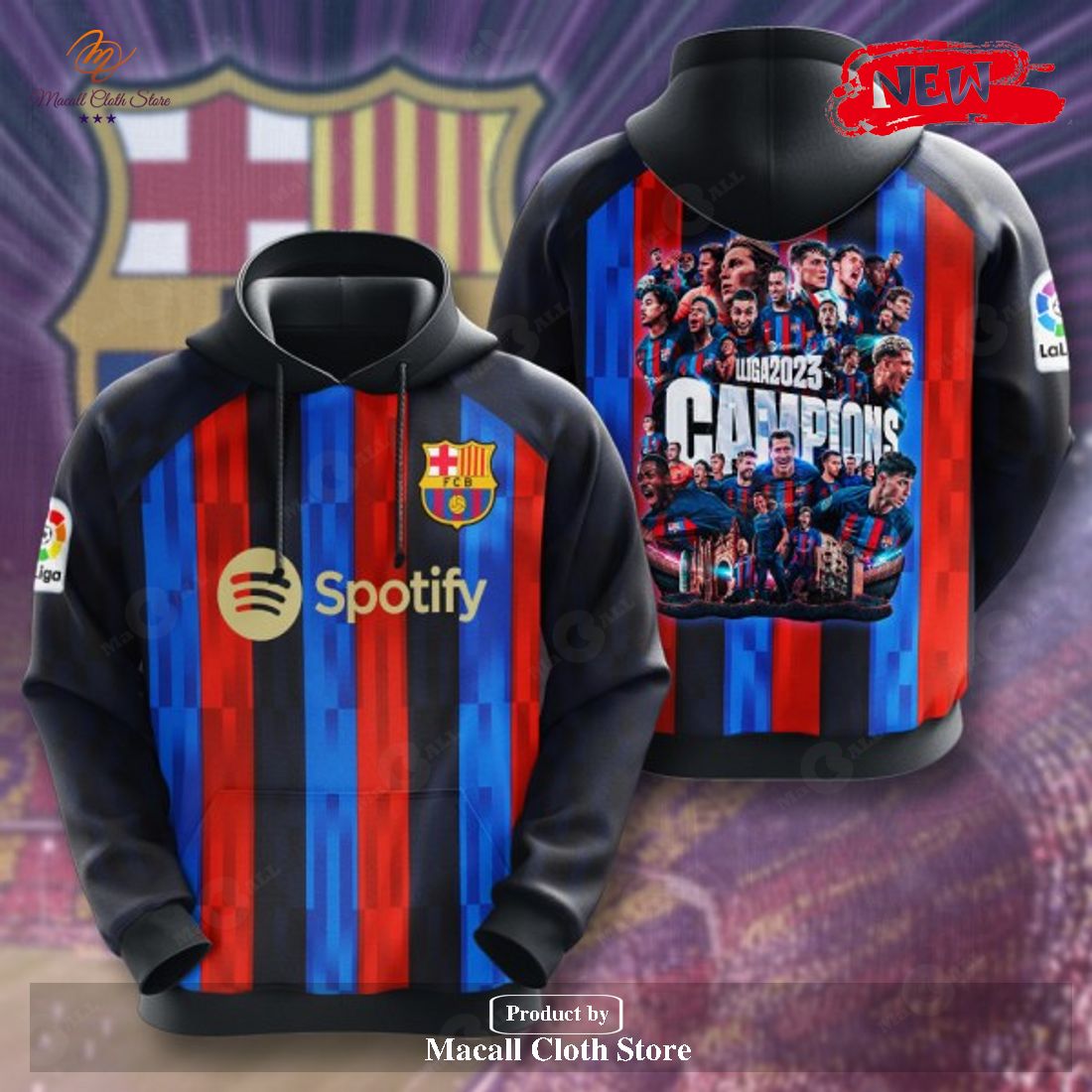 FC Barcelona 2023 Champions Cup Black Premium Apparels Hoodie Sweatshirt 3D FC Barcelona 2023 Champions Cup Black Premium Apparels Hoodie Sweatshirt 3D
