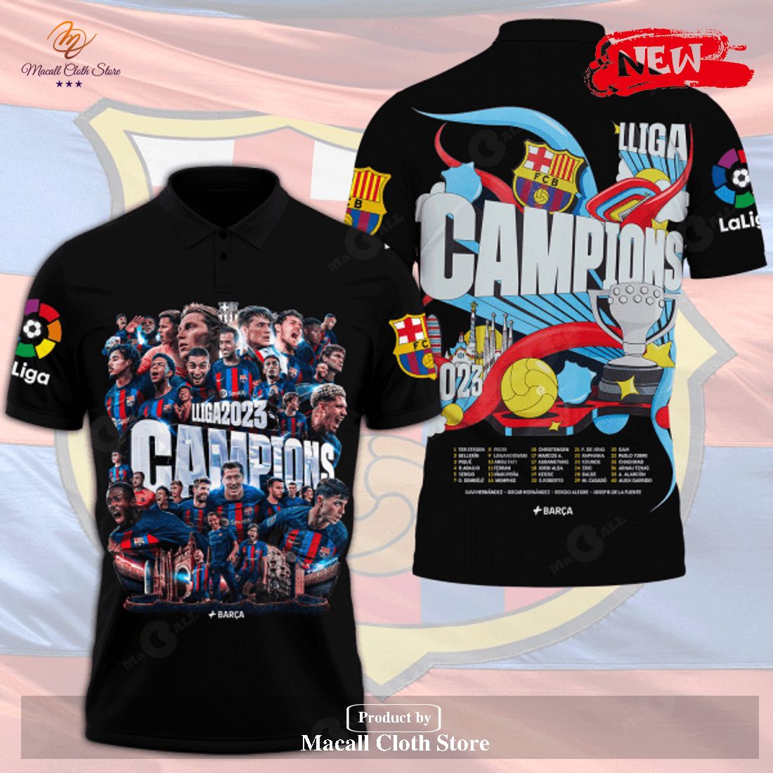 Premium FC Barcelona 2023 Champions Cup Black Style 3D Apparels Polo Shirt Premium FC Barcelona 2023 Champions Cup Black Style 3D Apparels Polo Shirt