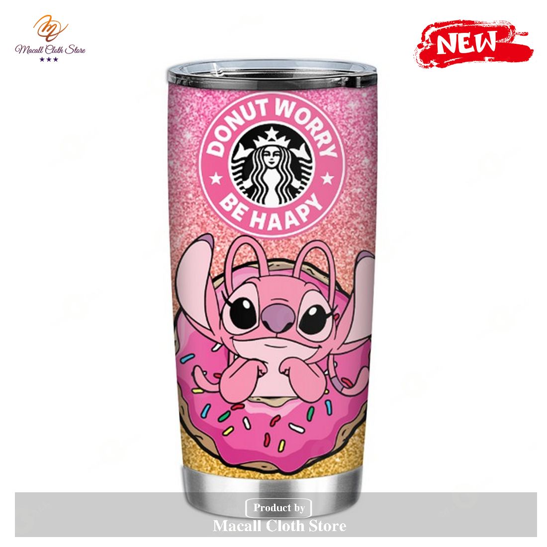 Disney Tumbler – Angel Donut Worry Be Happy Tumbler