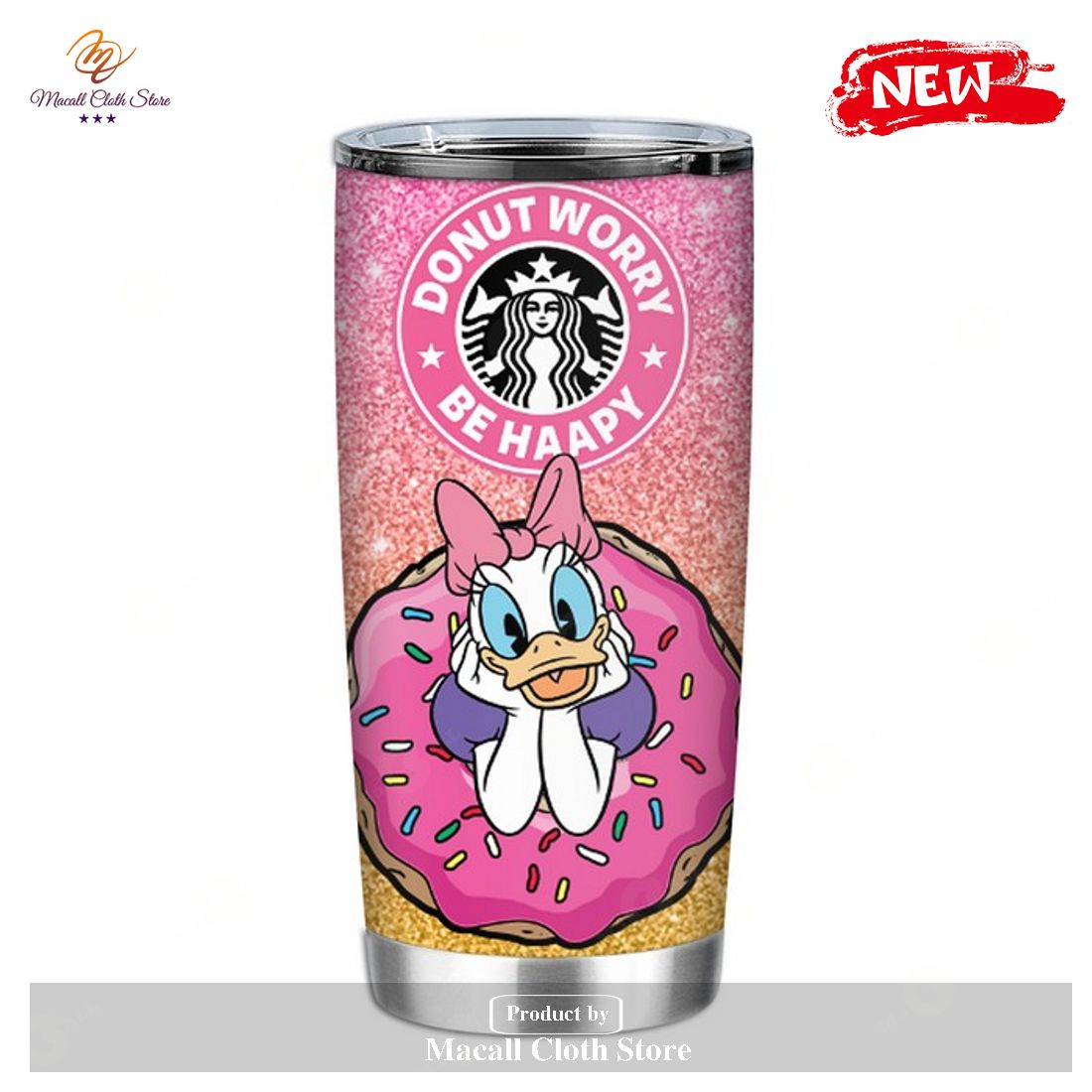 Disney Tumbler – Daisy Duck Donut Worry Be Happy Tumbler