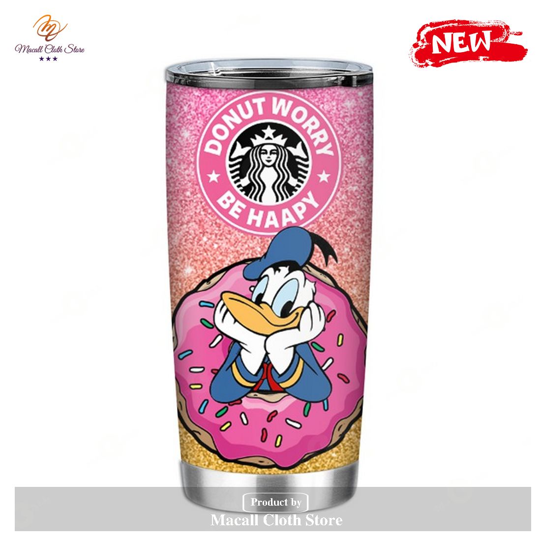 Disney Tumbler – Donald Duck Donut Worry Be Happy Tumbler
