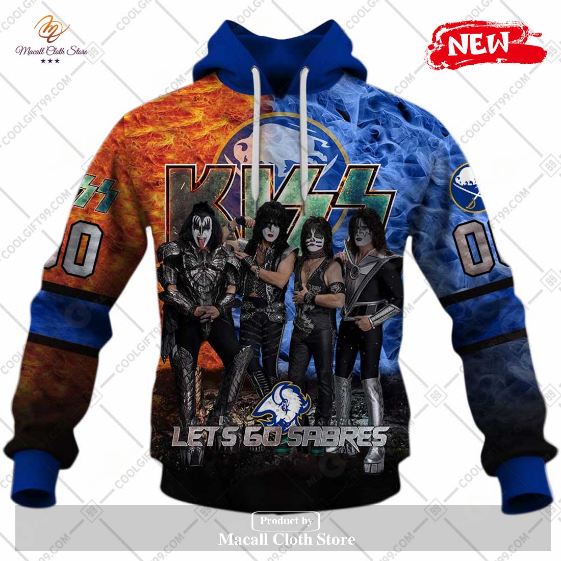 Personalized NHL Buffalo Sabres x Kiss Band V1 Design Hoodie Sweatshirt 3D