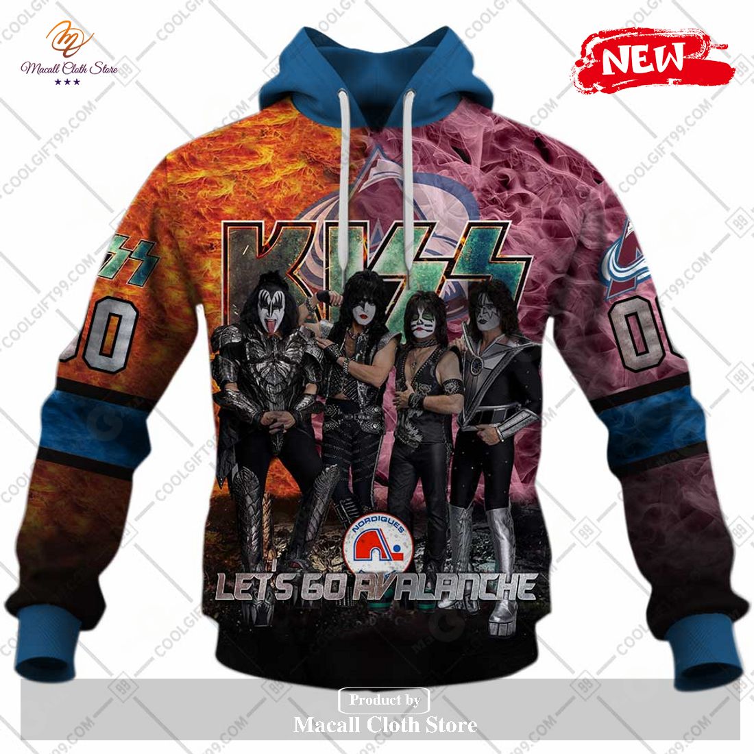 Personalized NHL Colorado Avalanche x Kiss Band V1 Design Hoodie Sweatshirt 3D