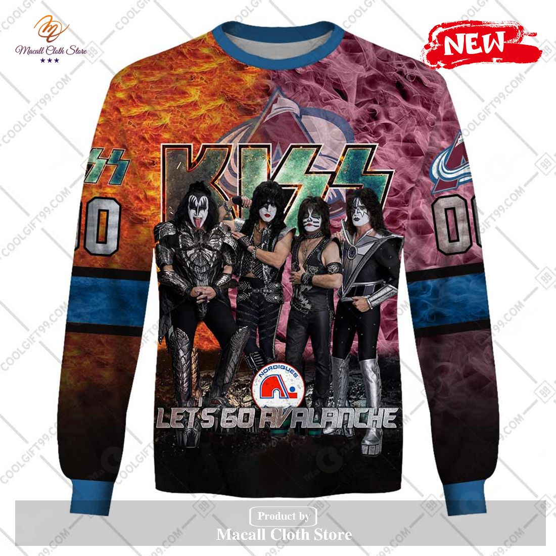 Personalized NHL Colorado Avalanche x Kiss Band V1 Design Hoodie Sweatshirt 3D Personalized NHL Colorado Avalanche x Kiss Band V1 Design Hoodie Sweatshirt 3D