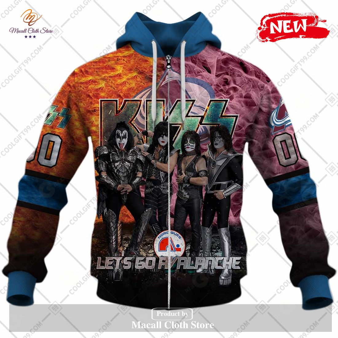 Personalized NHL Colorado Avalanche x Kiss Band V1 Design Hoodie Sweatshirt 3D Personalized NHL Colorado Avalanche x Kiss Band V1 Design Hoodie Sweatshirt 3D