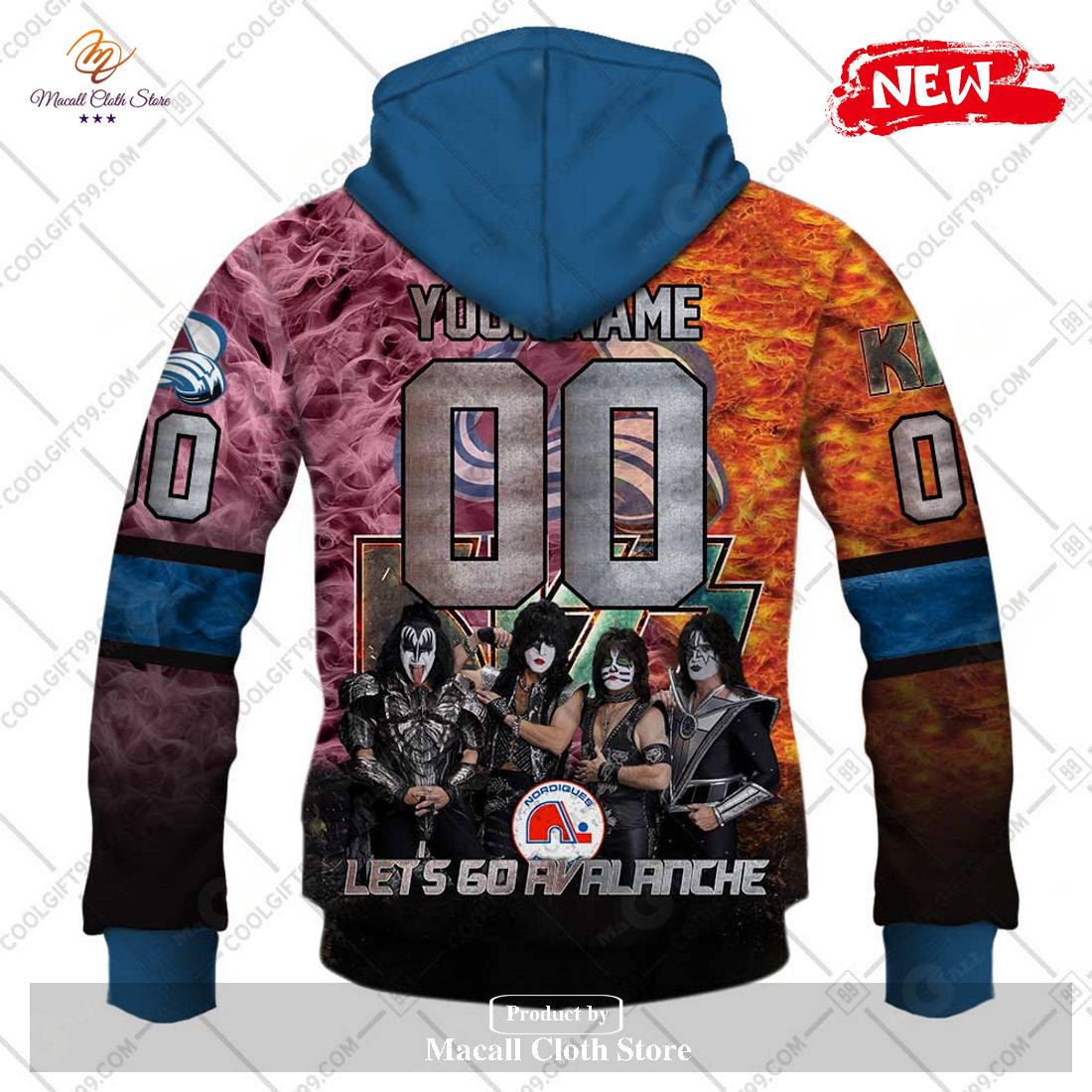 Personalized NHL Colorado Avalanche x Kiss Band V1 Design Hoodie Sweatshirt 3D Personalized NHL Colorado Avalanche x Kiss Band V1 Design Hoodie Sweatshirt 3D