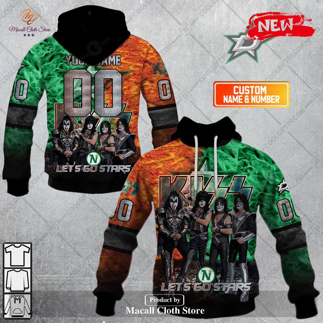 Personalized NHL Dallas Stars x Kiss Band V1 Design Hoodie Sweatshirt 3D Personalized NHL Dallas Stars x Kiss Band V1 Design Hoodie Sweatshirt 3D