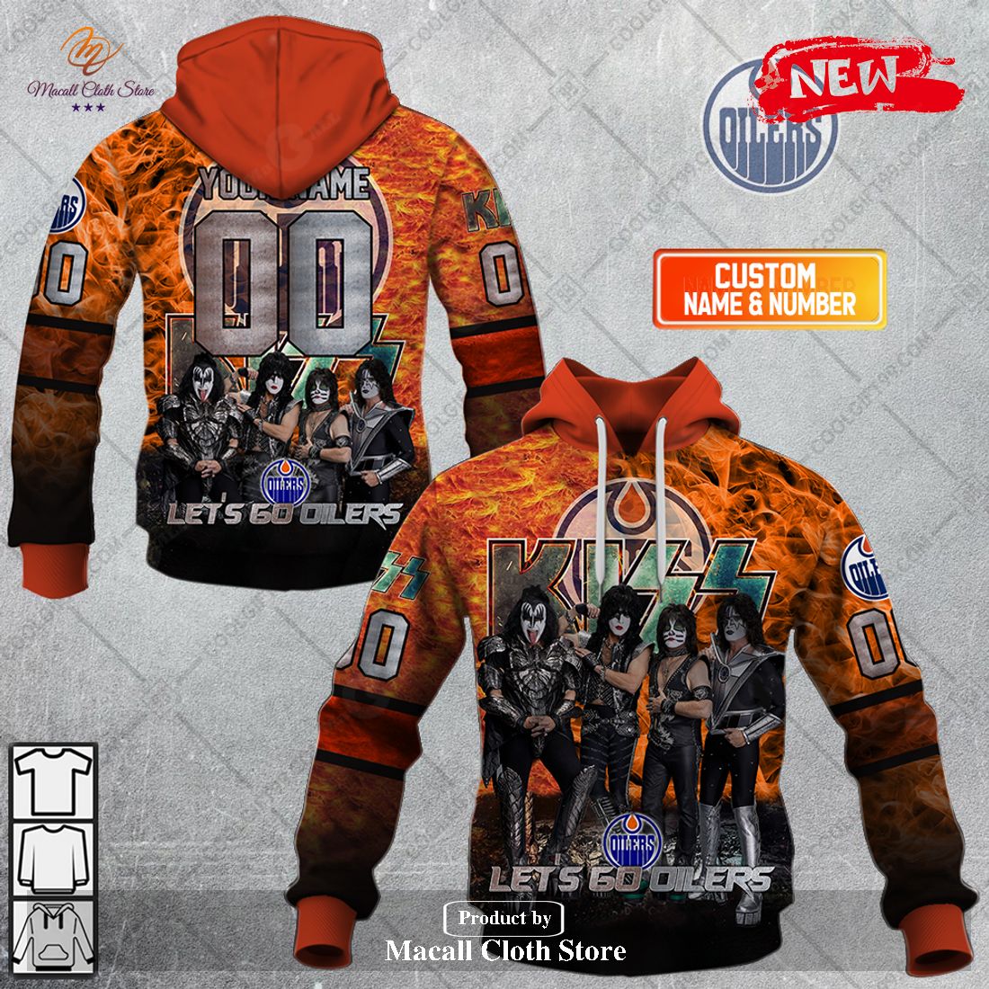Personalized NHL Edmonton Oilers x Kiss Band V1 Design Hoodie Sweatshirt 3D Personalized NHL Edmonton Oilers x Kiss Band V1 Design Hoodie Sweatshirt 3D