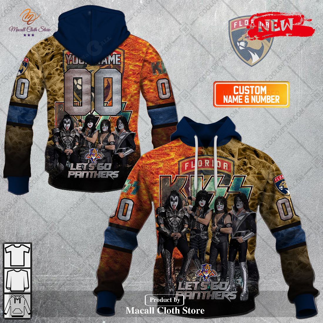 Personalized NHL Florida Panthers x Kiss Band V1 Design Hoodie Sweatshirt 3D Personalized NHL Florida Panthers x Kiss Band V1 Design Hoodie Sweatshirt 3D