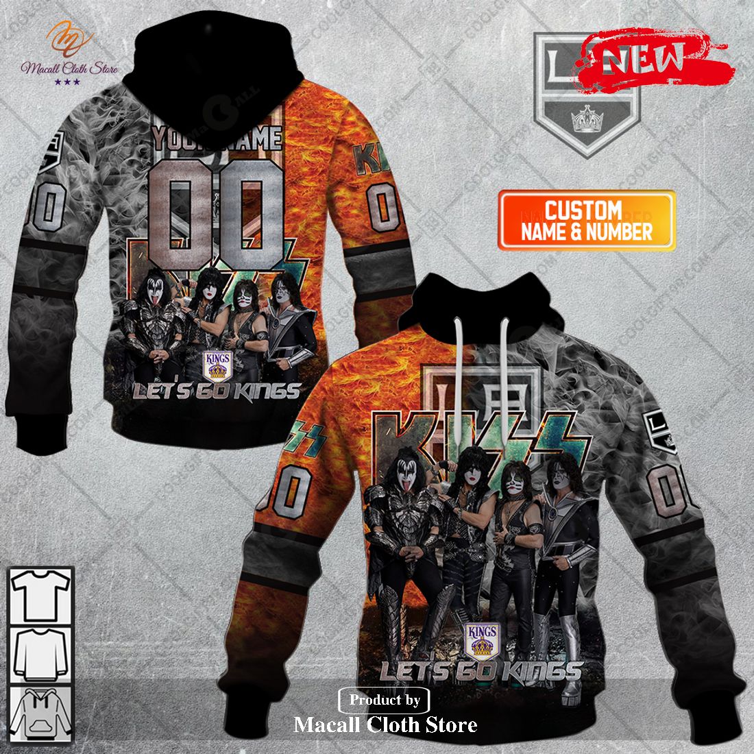 Personalized NHL Los Angeles Kings x Kiss Band V1 Design Hoodie Sweatshirt 3D Personalized NHL Los Angeles Kings x Kiss Band V1 Design Hoodie Sweatshirt 3D