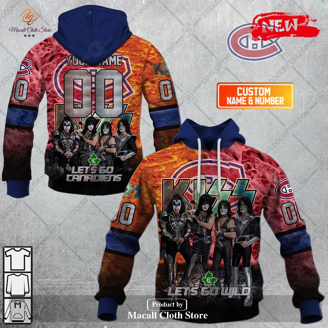 Personalized NHL Montreal Canadiens x Kiss Band V1 Design Hoodie Sweatshirt 3D Personalized NHL Montreal Canadiens x Kiss Band V1 Design Hoodie Sweatshirt 3D