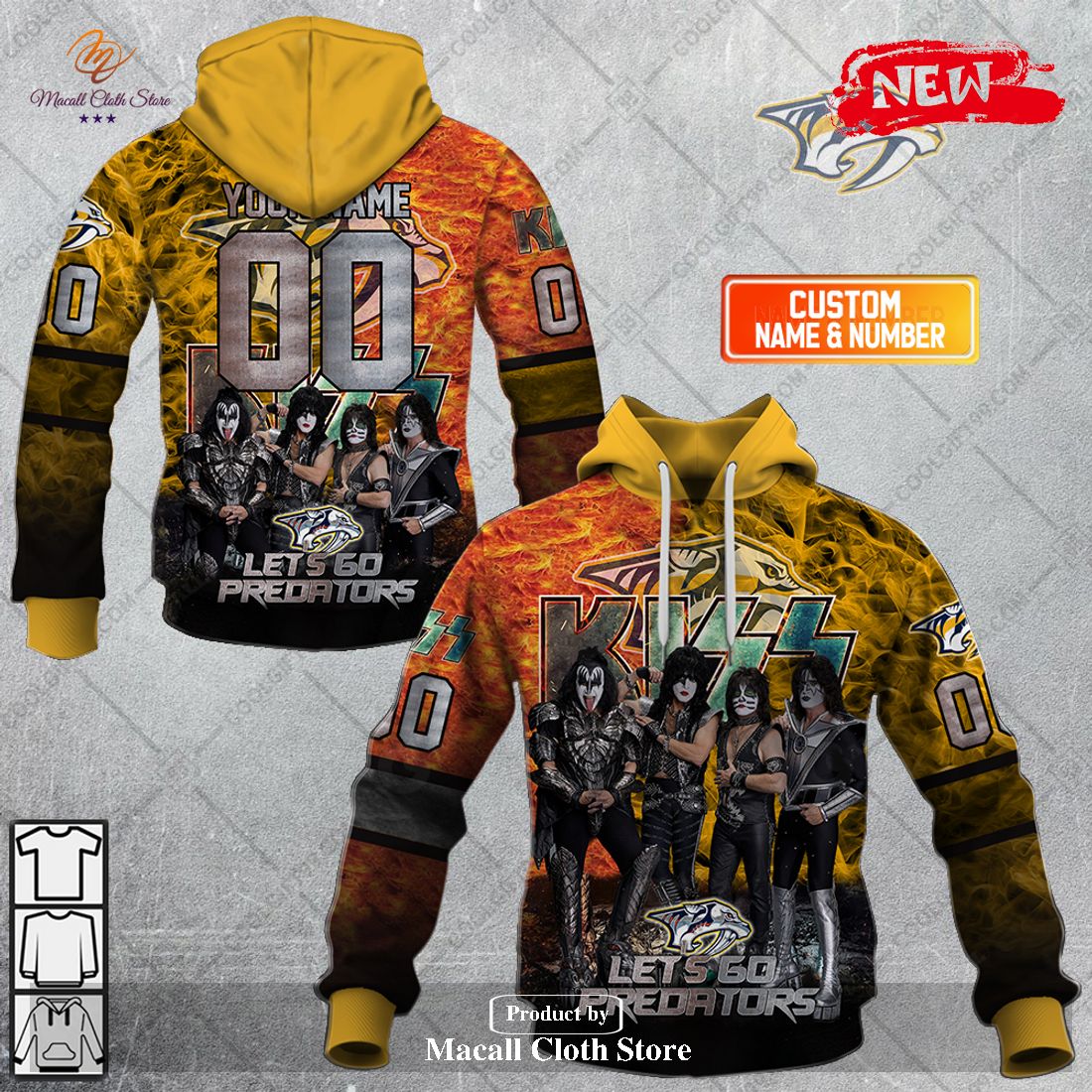 Personalized NHL Nashville Predators x Kiss Band V1 Design Hoodie Sweatshirt 3D Personalized NHL Nashville Predators x Kiss Band V1 Design Hoodie Sweatshirt 3D