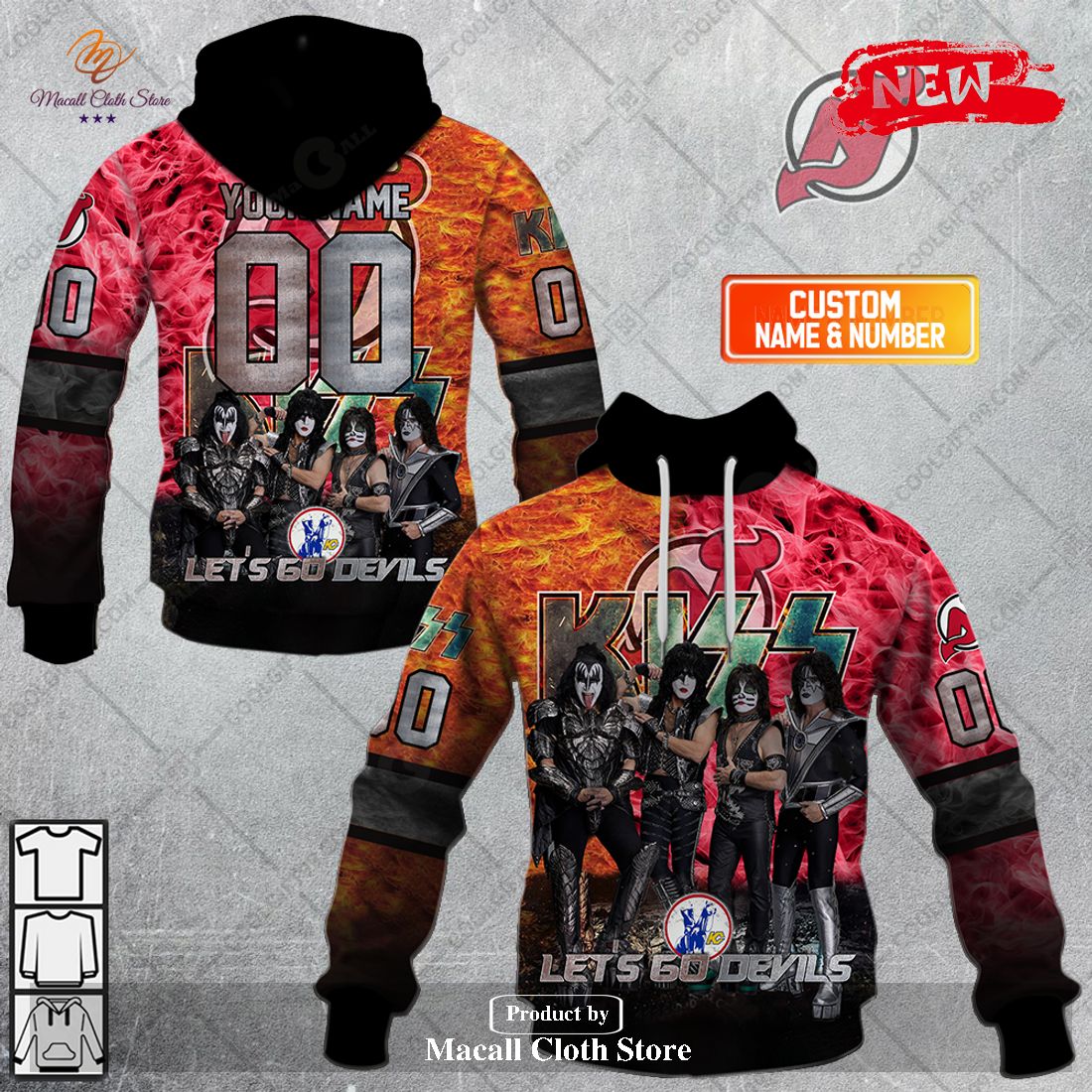 Personalized NHL New Jersey Devils x Kiss Band V1 Design Hoodie Sweatshirt 3D Personalized NHL New Jersey Devils x Kiss Band V1 Design Hoodie Sweatshirt 3D