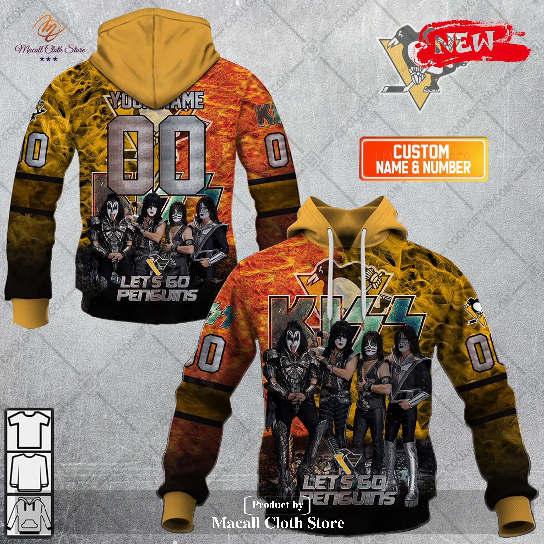 Personalized NHL Pittsburgh Penguins x Kiss Band V1 Design Hoodie Sweatshirt 3D Personalized NHL Pittsburgh Penguins x Kiss Band V1 Design Hoodie Sweatshirt 3D