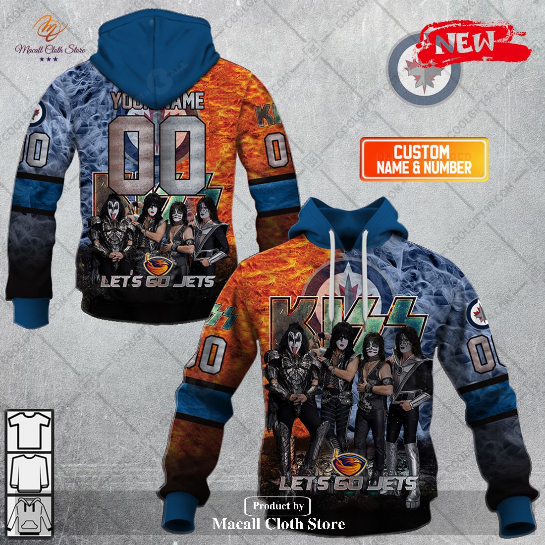 Personalized NHL Winnipeg Jets x Kiss Band V1 Design Hoodie Sweatshirt 3D Personalized NHL Winnipeg Jets x Kiss Band V1 Design Hoodie Sweatshirt 3D