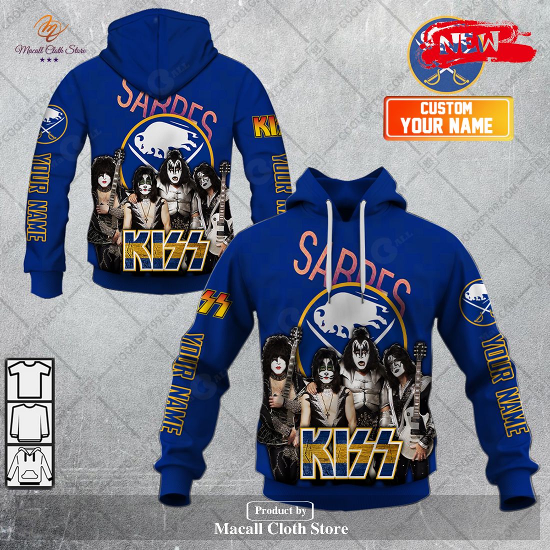 Personalized NHL Buffalo Sabres x Kiss Band V2 Design Hoodie Sweatshirt 3D Personalized NHL Buffalo Sabres x Kiss Band V2 Design Hoodie Sweatshirt 3D