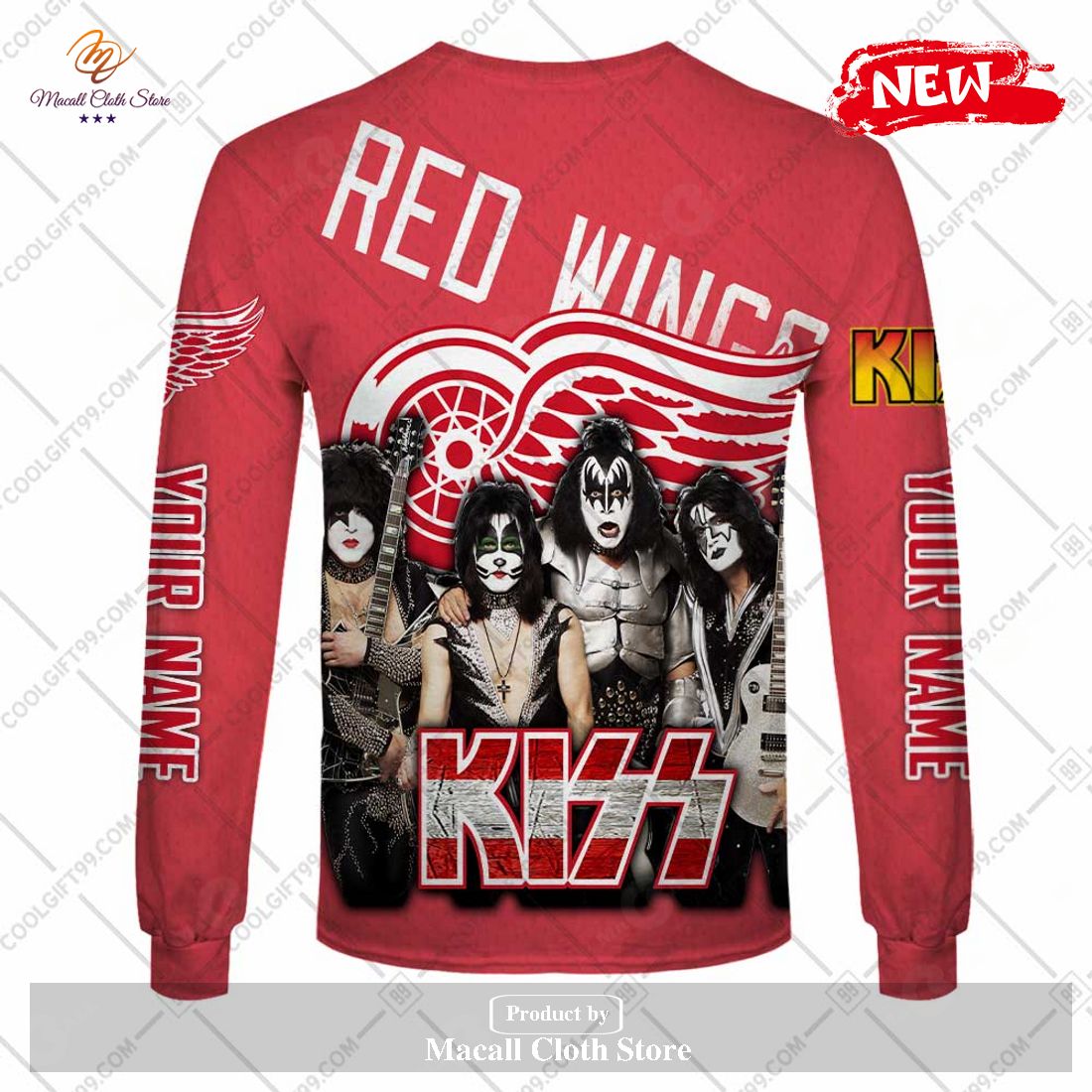 Personalized NHL Detroit Red Wings x Kiss Band V2 Design Hoodie Sweatshirt 3D Personalized NHL Detroit Red Wings x Kiss Band V2 Design Hoodie Sweatshirt 3D