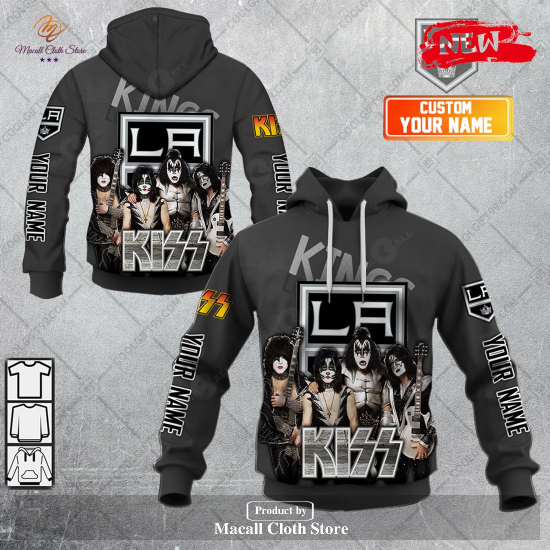 Personalized NHL Los Angeles Kings x Kiss Band V2 Design Hoodie Sweatshirt 3D Personalized NHL Los Angeles Kings x Kiss Band V2 Design Hoodie Sweatshirt 3D