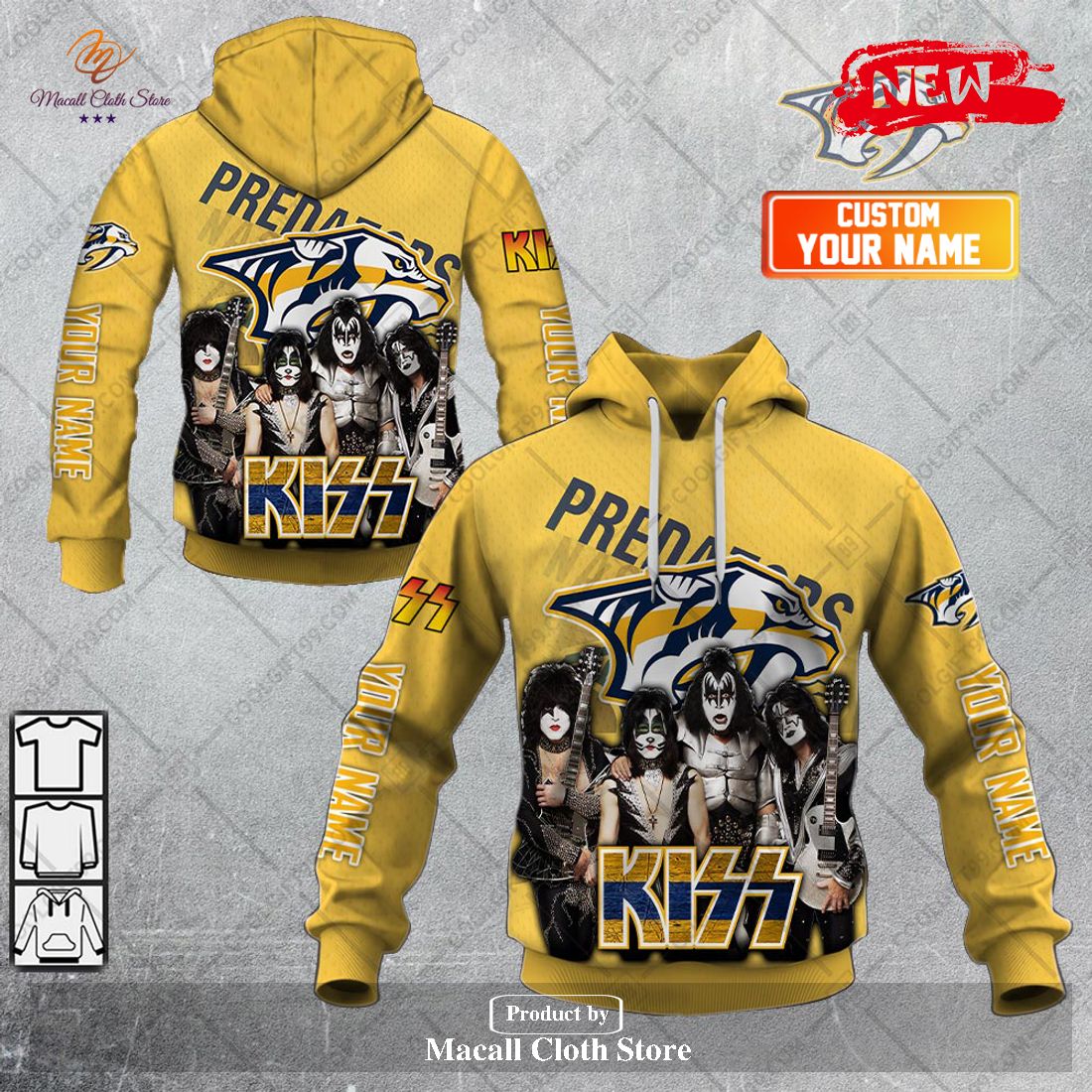 Personalized NHL Nashville Predators x Kiss Band V2 Design Hoodie Sweatshirt 3D Personalized NHL Nashville Predators x Kiss Band V2 Design Hoodie Sweatshirt 3D