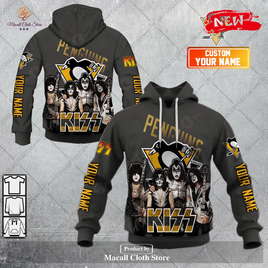 Personalized NHL Pittsburgh Penguins x Kiss Band V2 Design Hoodie Sweatshirt 3D Personalized NHL Pittsburgh Penguins x Kiss Band V2 Design Hoodie Sweatshirt 3D