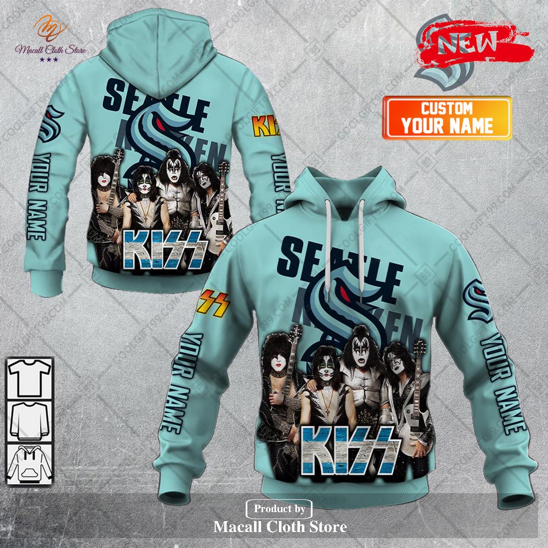 Personalized NHL Seattle Kraken x Kiss Band V2 Design Hoodie Sweatshirt 3D Personalized NHL Seattle Kraken x Kiss Band V2 Design Hoodie Sweatshirt 3D