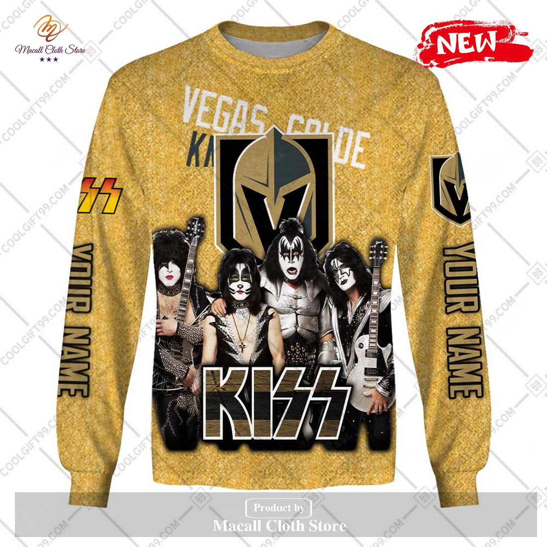 Personalized NHL Vegas Golden Knights x Kiss Band V2 Design Hoodie Sweatshirt 3D Personalized NHL Vegas Golden Knights x Kiss Band V2 Design Hoodie Sweatshirt 3D