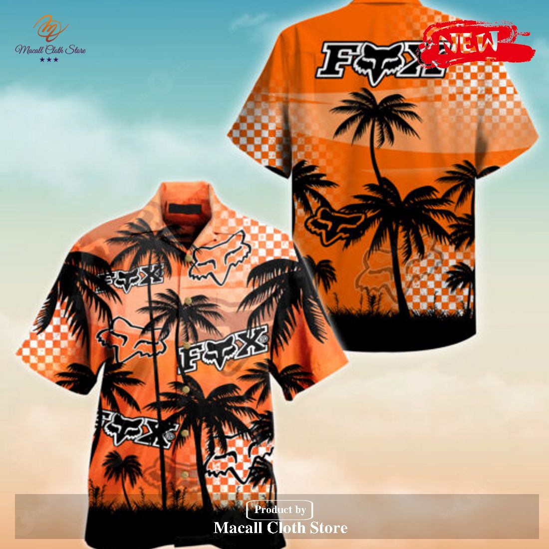 Fox Racing Tropical Coconut Tree Unisex Hawaiian Shirt