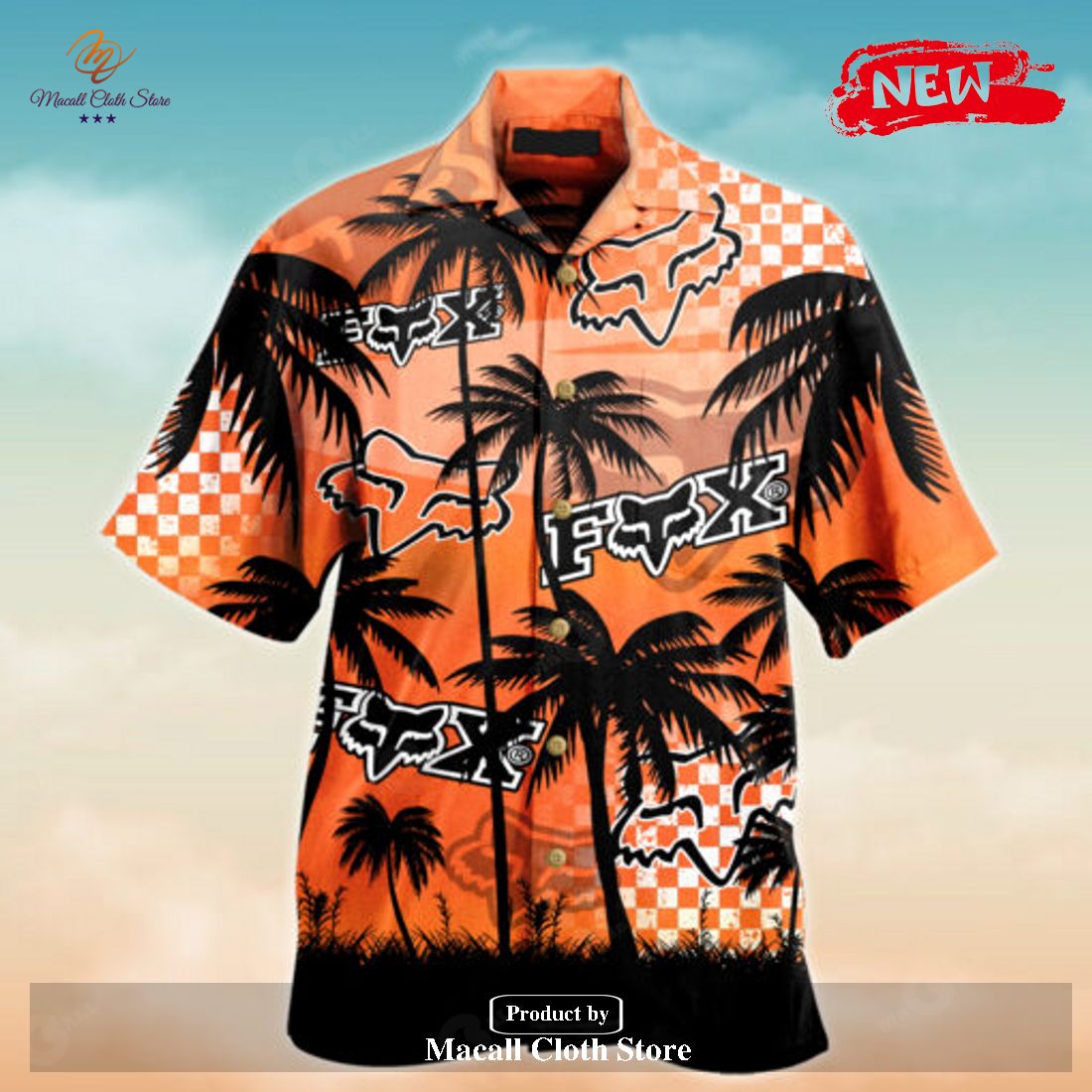 Fox Racing Tropical Coconut Tree Unisex Hawaiian Shirt
