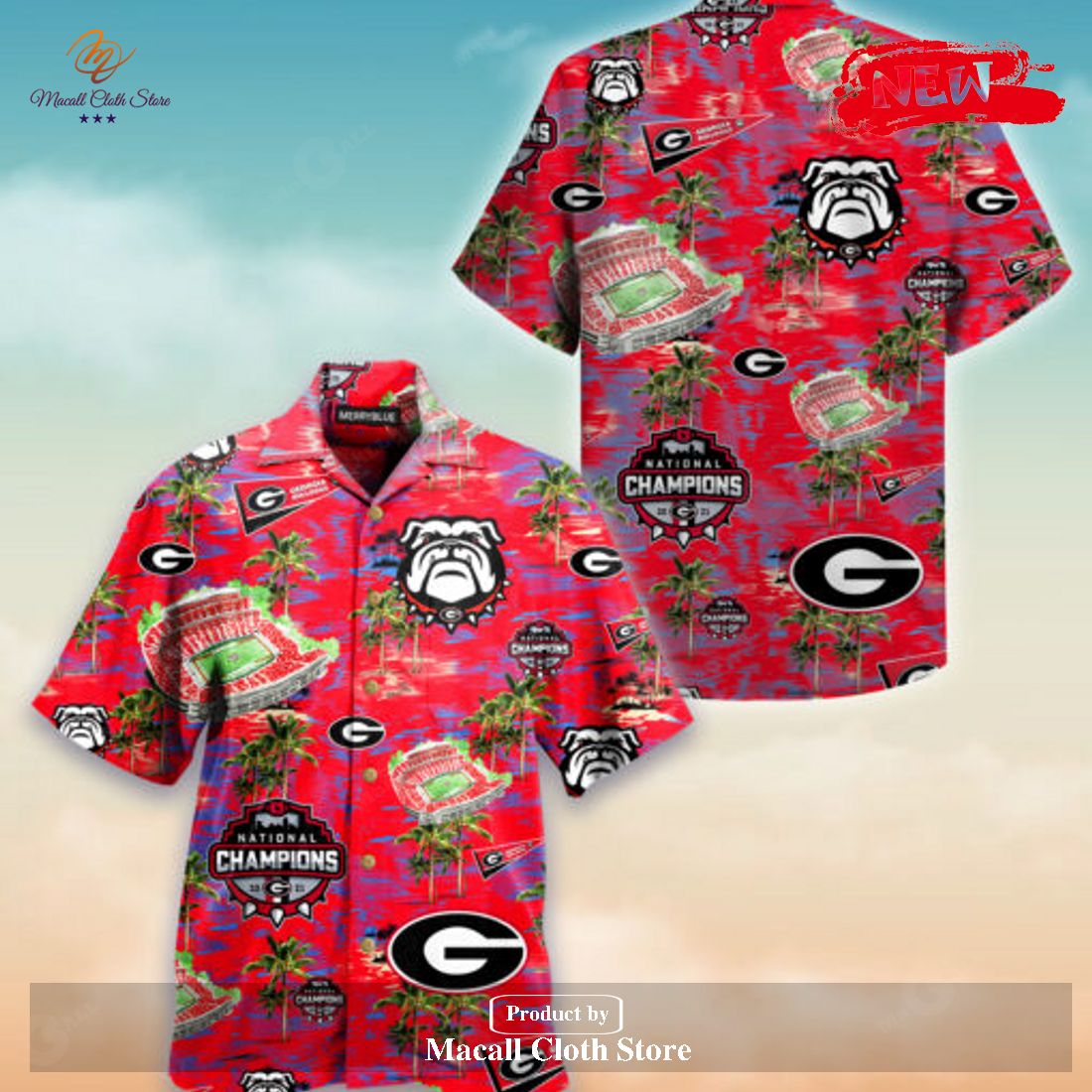Georgia Bulldogs NCAA Champions Palm Tree Tropical Hawaiian Shirt