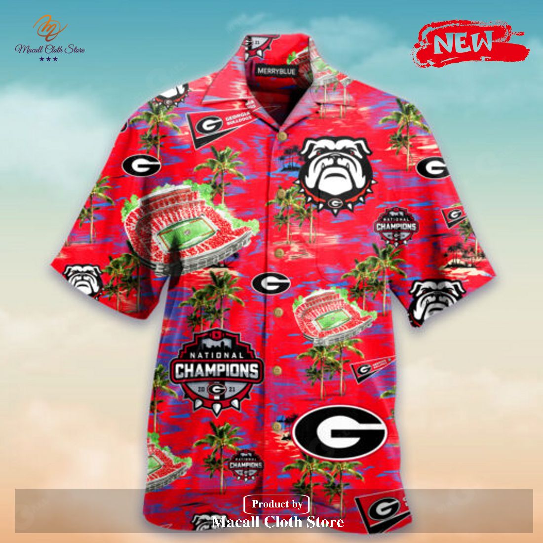 Georgia Bulldogs NCAA Champions Palm Tree Tropical Hawaiian Shirt