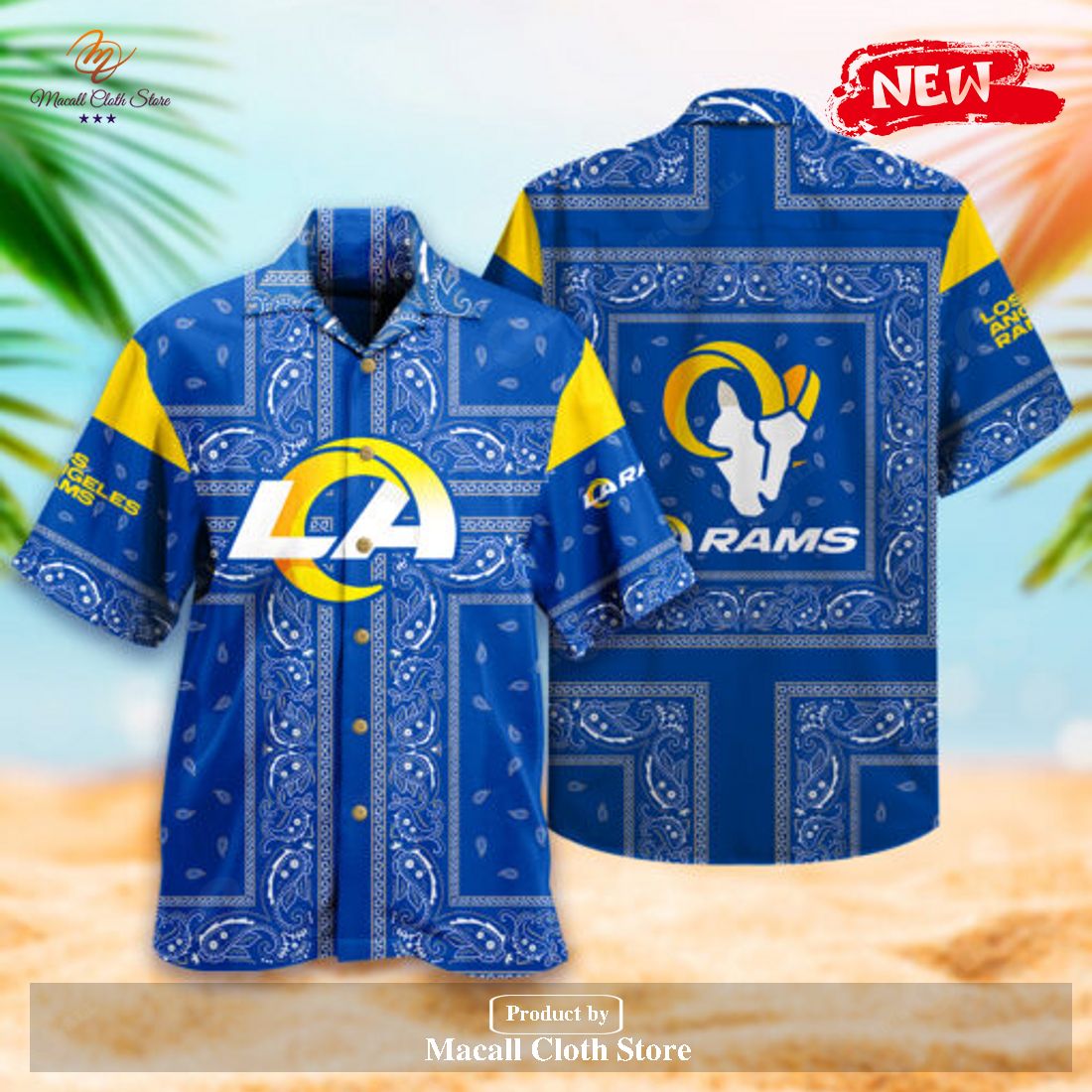 Los Angeles Rams Bandana Pattern – LA Rams Luxury Blue Hawaiian Shirt
