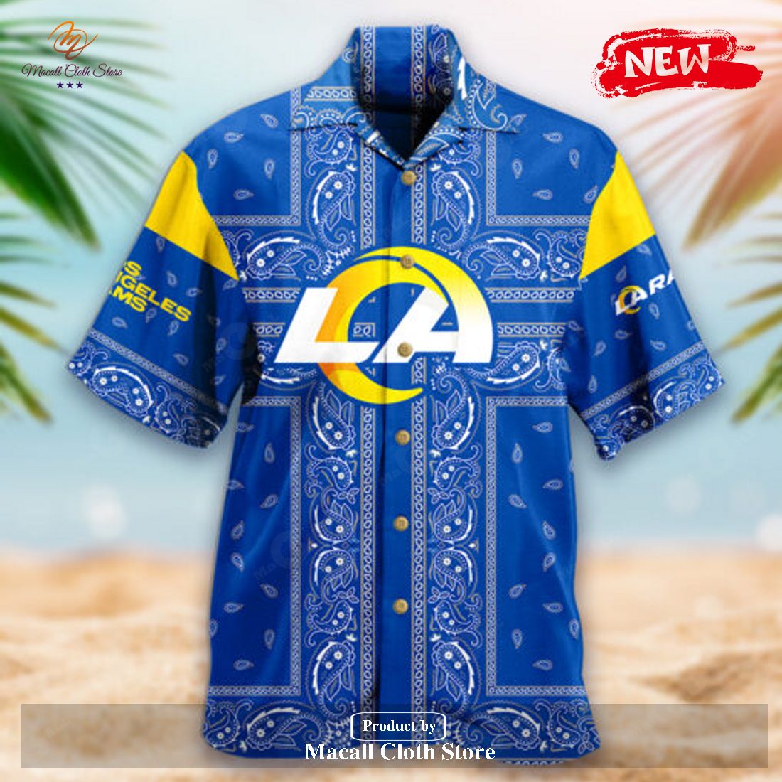 Los Angeles Rams Bandana Pattern – LA Rams Luxury Blue Hawaiian Shirt