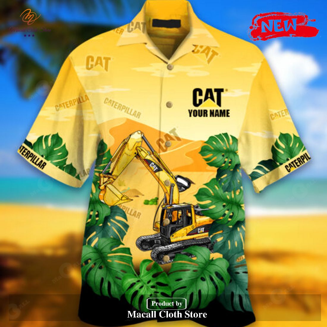 Personalized Name Caterpillar Inc Yellow Style Hawaiian Shirt