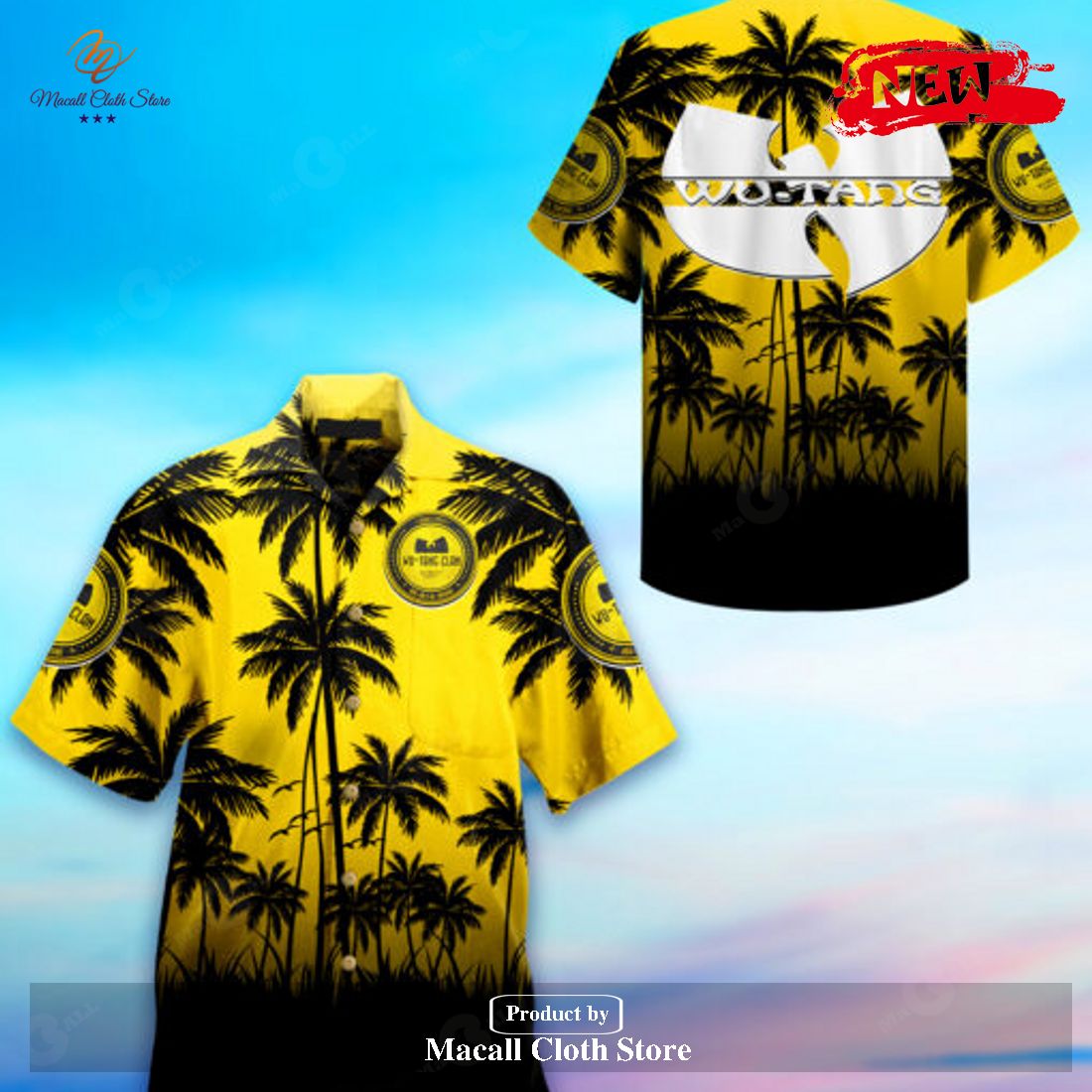 Wu Tang Clan Fan Palm Tree Tropical Yellow Hawaiian Shirt Wu Tang Clan Fan Palm Tree Tropical Yellow Hawaiian Shirt