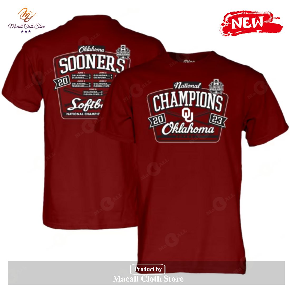 Oklahoma Sooners NCAA Champions 2023 Schedule Red T-Shirt 3D - Macall ...
