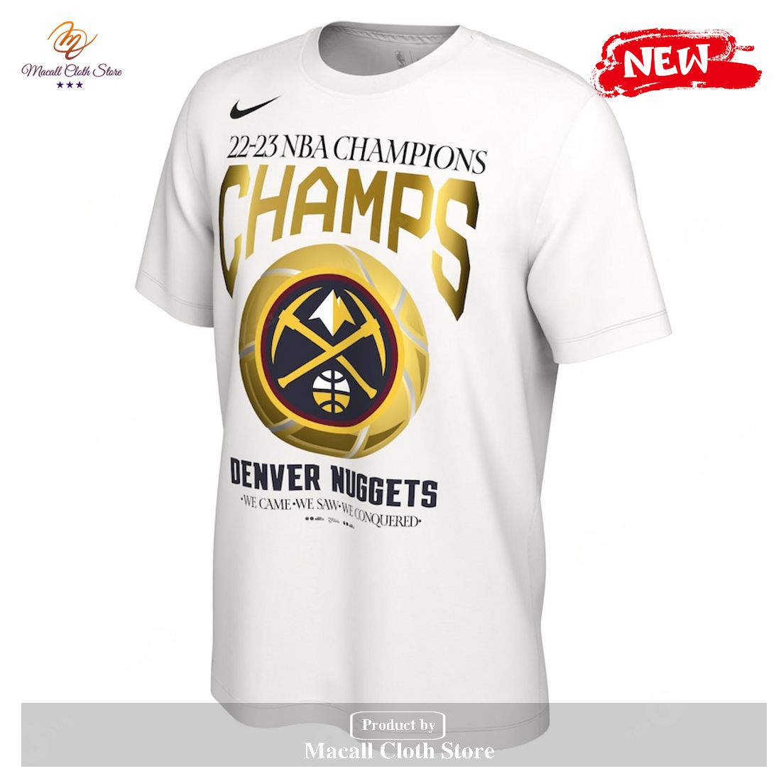 Premium Denver Nuggets Nike NBA Finals Champions 2023 White T-Shirt 3D