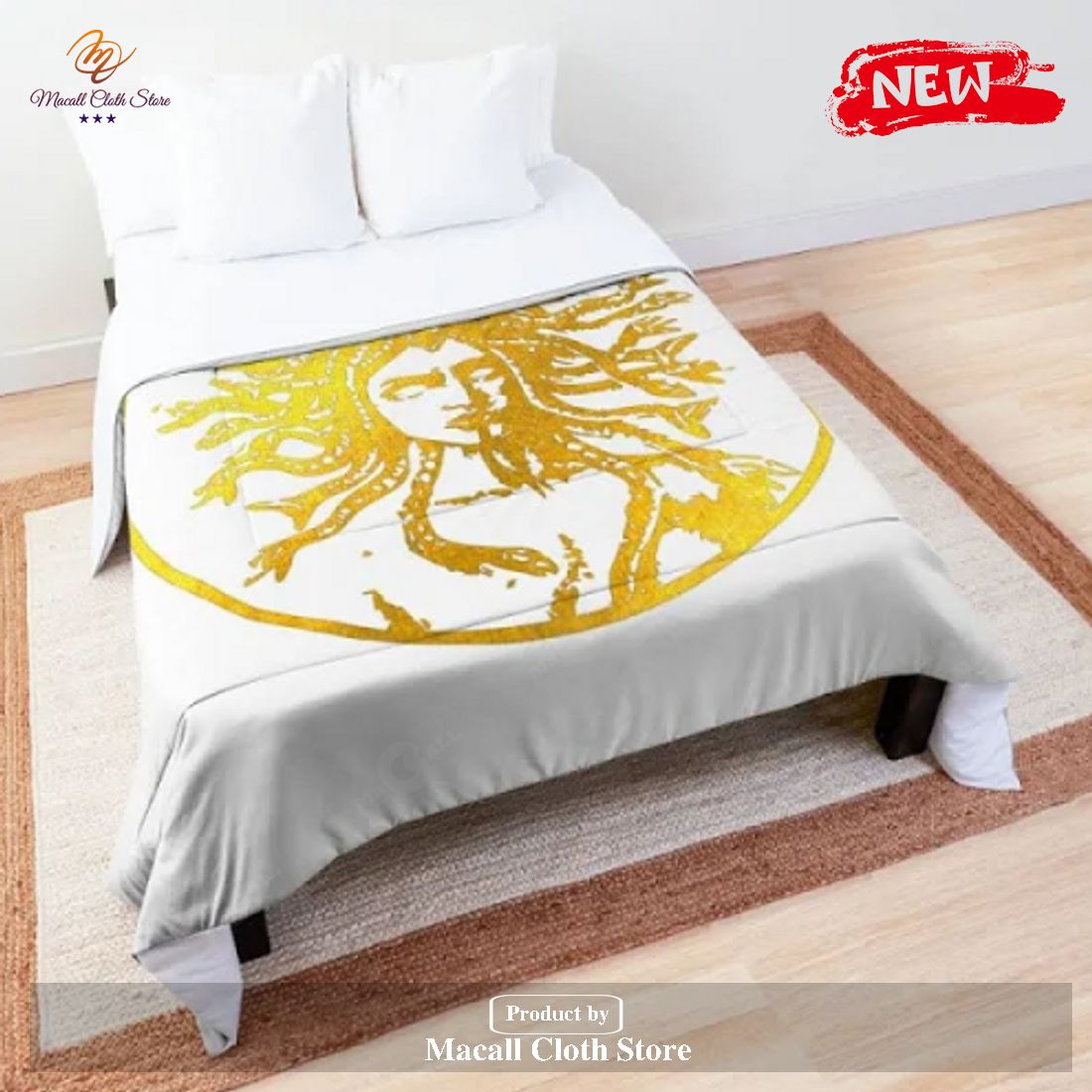 Best Versace Big Medusa Golden Logo Brand Bedding Set