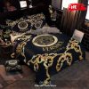 Best Versace Golden Logo In Black Background Brand Bedding Set