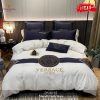 Best Versace Golden Logo With Golden Flames Brand Bedding Set