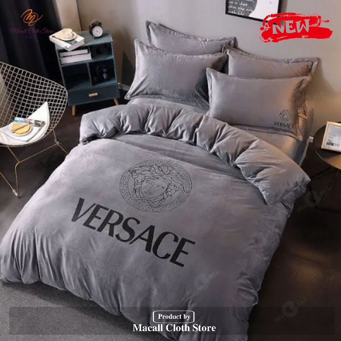Versace Basic Gray Most Comfortable Brand Bedding Set
