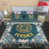 Versace Circle Logo In Pink Background Brand Bedding Set King Size